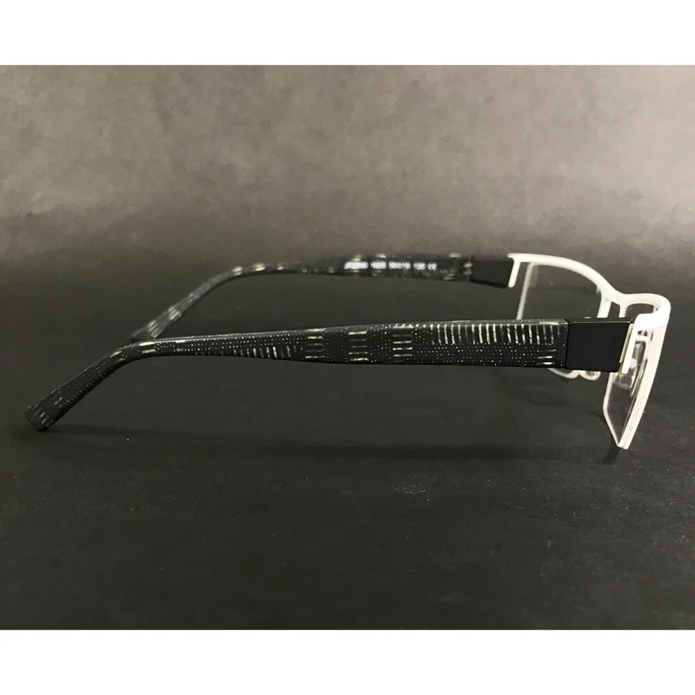 J.F. Rey Eyeglasses Frames JF2690 1005 White Black Rectangle Titanium 56-19-130
